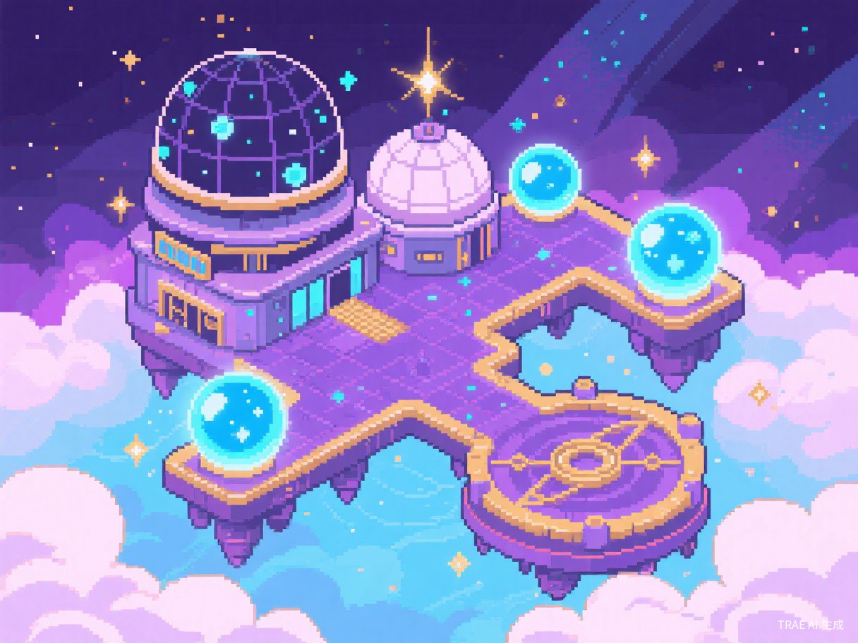Astral Orrery - Floating astronomical observatory with glowing orbs, celestial mechanisms, and star patterns